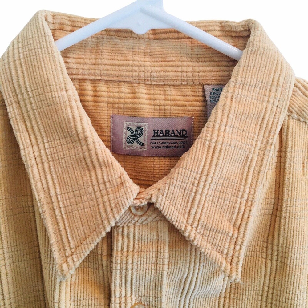 80's Corduroy Haband Mens XL Long Sleeve Button Collared Textured Shirt EUC